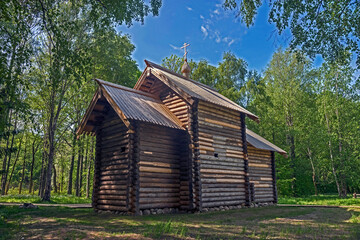 St. Trinity wooden church. Museum in the region of the city of Novgorod, Russia. Years of construction 1672 - 1676