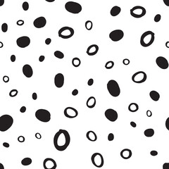 Doodle dots seamless pattern. Hand drawn circles background. Monochrome texture.