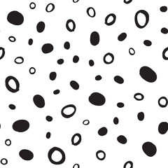 Doodle dots seamless pattern. Hand drawn circles background. Monochrome texture.