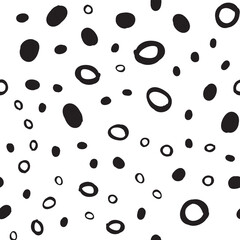 Doodle dots seamless pattern. Hand drawn circles background. Monochrome texture.