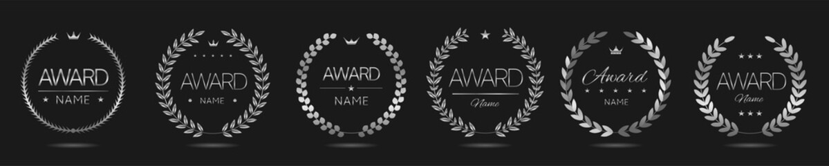 Silver award icon set