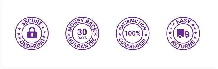 Money back guarantee, Free Shipping Trust Badges ,Trust Badges, secure ordering, easy returns