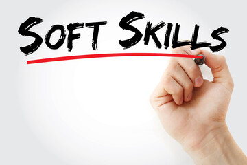 Soft skills text with marker, concept background