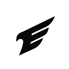 eagle falcon with Letter E logo design template 