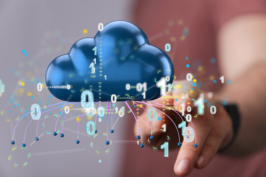 Artificial Intelligence Cloud technology. Integrated digital web concept background