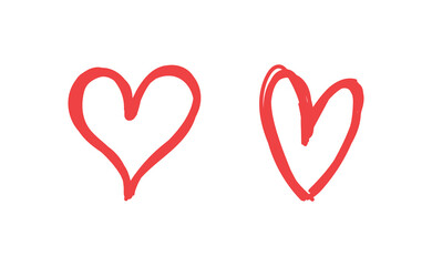 Heart doodles set. Hand drawn hearts collection. Valentine's day sketched design elements.