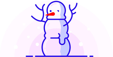 Snowman vector illustration on white and purple background