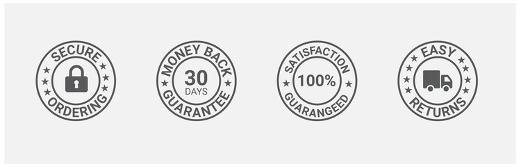 Money back guarantee, Free Shipping Trust Badges ,Trust Badges, secure ordering, easy returns