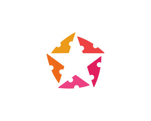 Star made of colorful pizza slices logo icon design modern illustration. Creative pizzeria, restaurant, italian food vector sign symbol mark logotype.