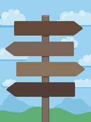 Blank wooden direction signs