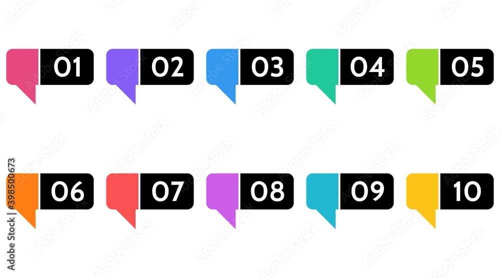 Poster Bullet points, info markers. icon arrow set. Number Flags 1 to 12 Flat design list, button, isolated vector. infographic illustration.