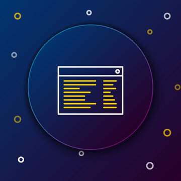 Line Software, web developer programming code icon isolated on blue background. Javascript computer script random parts of program code. Colorful outline concept. Vector