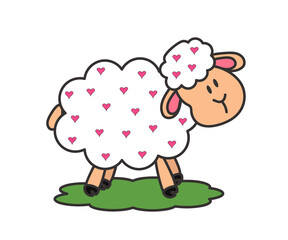 Cute lamb on a white background. Cartoon. Vector illustration.
