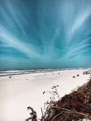 beautiful denmar coastline with cold sea and really blue sky. travel photo