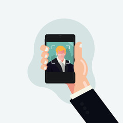 Face ID concept. Smartphone face security system vector illustration