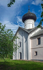 Fototapeta na wymiar St. Simeon church. City of Novgorod, Russia. Year of opening - 1467