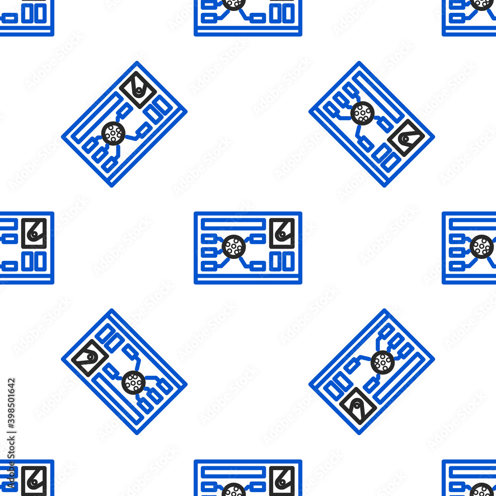 Poster line futuristic hud interface icon isolated seamless pattern on white background. hologram ui infogr