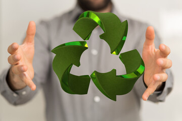 volumetric green recycling sign 3d  digital