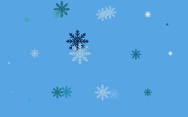 Light BLUE vector background with xmas snowflakes. Glitter abstract illustration with crystals of ice. New year design for your business advert.