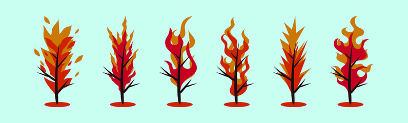 set of burning bush cartoon icon design template with various models. vector illustration isolated on blue background