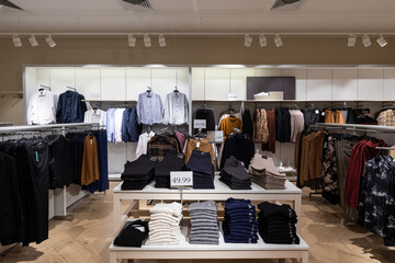 clothes in interior of fashion shop