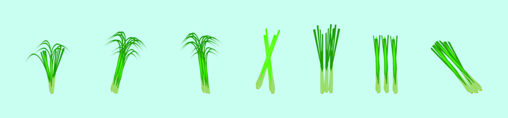 set of lemongrass cartoon icon design template with various models. vector illustration isolated on blue background