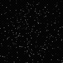 Snow. Snowfall. Realistic falling snowflakes. Isolated on a transparent background. Vector background with snow. Vector illustration, eps 10.