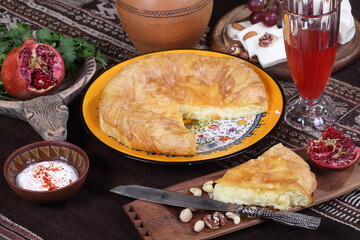 Still life with saburani and red wine