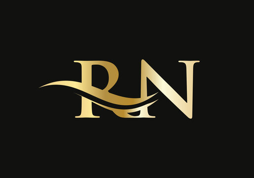 RN Letter Logo Design for business and company identity. Creative RN letter with luxury concept. Water Wave RN Logo Vector. 