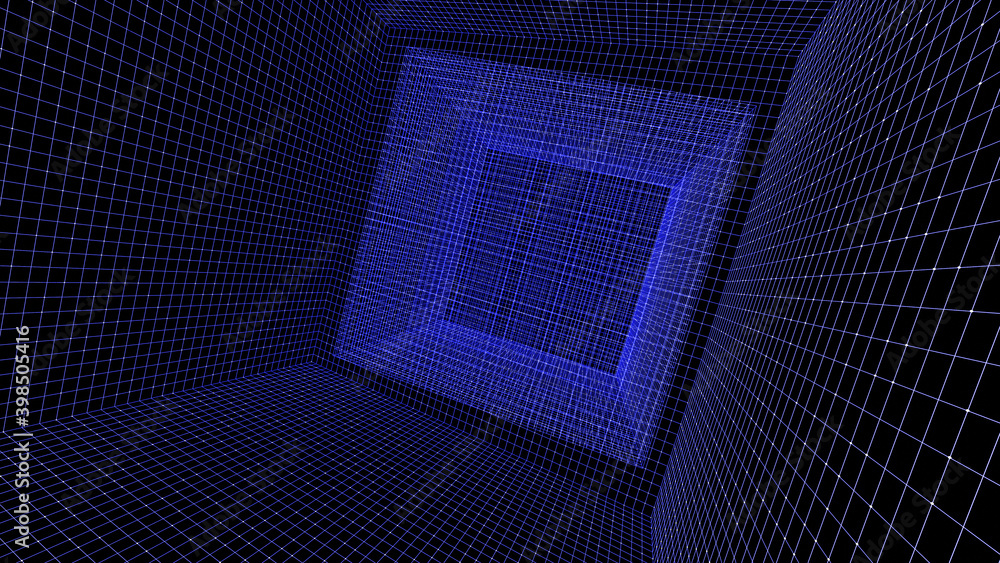Poster 3d rendering wifram cube