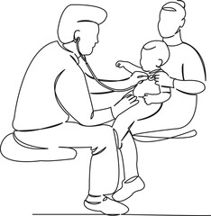 the doctor examines the child