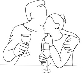 couple in love drinking alcohol