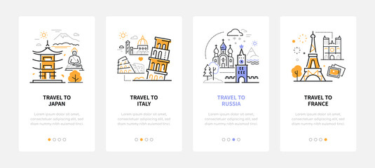 Sightseeing tours - set of line design style banners