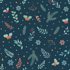 Christmas and happy new year seamless patterns. Retro fashion style.