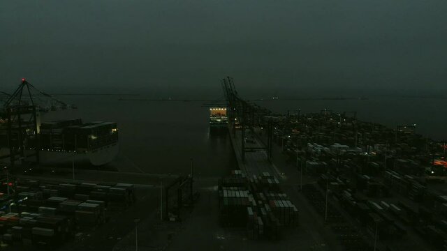 dct terminal in gdansk at night 
