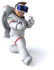 Fun 3D Illustration of an astronaut with a VR Helmet
