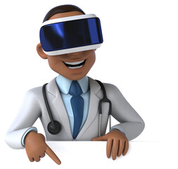 Fun 3D Illustration of a doctor with a VR Helmet