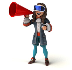 Fun 3D Illustration of a man with a VR Helmet