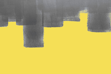 Strips of gray paint on a yellow wall.