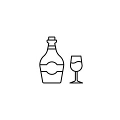 Wine Icon. Wine bottle with wine glass icon isolated on white background. Alcohol symbol. Trendy Flat style for graphic design, Web site, UI. EPS10. Vector illustration