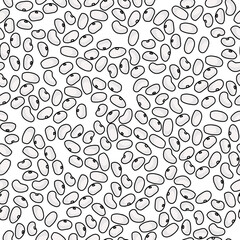 Seamless pattern of seeds of light one-color beans on a white background, leguminous plants harvest