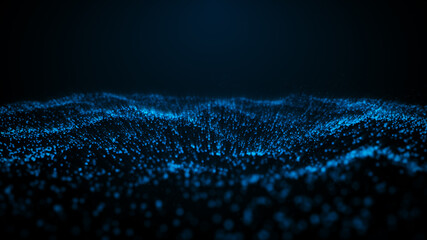 Abstract digital particle wave and light abstract background ,Abstract cyber or technology background. 3D illustration.	