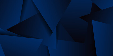 Modern 3d dark blue triangle abstract background. Technology banner with futuristic corporate concept