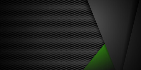 Dark green black tech metal abstract background for design banner