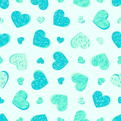 Seamless abstract pattern with hearts. Beautiful for textile or paper print. Vector illustration. Cute repeating background.