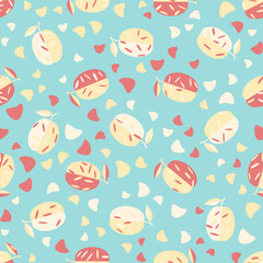 Cute seamless pattern with fruits. Beautiful textile or paper print. Vector illustration.