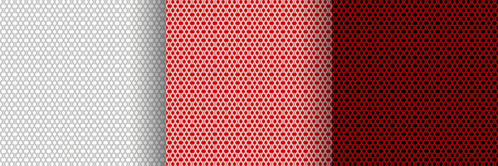 abstract halftone spiral line pattern red white background set in three colors 