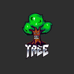 Angry tree mascot logo icon design concept