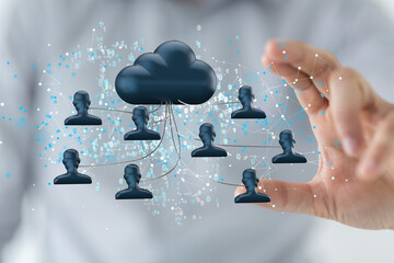data security - Cloud technology. Integrated digital web concept background
