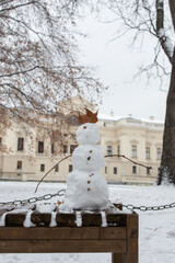 Quirky one eyed snowman